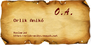 Orlik Anikó névjegykártya